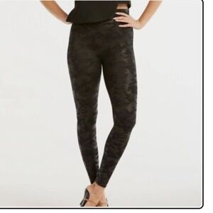 SPANX Black Camo Faux Leather Leggings